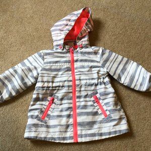 H&M gray/white striped rain jacket GUC 9-12m